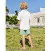 Arshiner Boys 2 Pieces Summer Outfits Short Sleeve Button Down Shirts and Shorts Sets for Kids Vacation Beach Wear 5-12 Years(White-green)