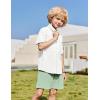 Arshiner Boys 2 Pieces Summer Outfits Short Sleeve Button Down Shirts and Shorts Sets for Kids Vacation Beach Wear 5-12 Years(White-green)