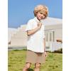 Arshiner Boys 2 Pieces Summer Outfits Short Sleeve Button Down Shirts and Shorts Sets for Kids Vacation Beach Wear 5-12 Years(White-khaki)