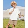 Arshiner Boys 2 Pieces Summer Outfits Short Sleeve Button Down Shirts and Shorts Sets for Kids Vacation Beach Wear 5-12 Years(White-khaki)