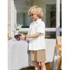Arshiner Boys 2 Pieces Summer Outfits Short Sleeve Button Down Shirts and Shorts Sets for Kids Vacation Beach Wear 5-12 Years(White-khaki)