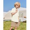 Arshiner Boys 2 Pieces Summer Outfits Short Sleeve Button Down Shirts and Shorts Sets for Kids Vacation Beach Wear 5-12 Years(White-khaki Stripes)