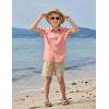 Arshiner Boys Button Down Shirt 100% Cotton Short Sleeve Shirt Solid Summer Beach Shirts with Pocket Size 4-14 Years(Pink)