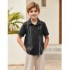 Arshiner Boys Cotton Linen Shirt Short Sleeve Casual Shirt Summer Beach Tops Black 12-13 Years
