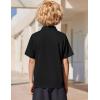 Arshiner Boys Golf Polo Shirt Uniform Short Sleeve Button Collared Tee Casual Performance Active T Shirt Size 4-13 Years(Black)