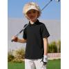 Arshiner Boys Golf Polo Shirt Uniform Short Sleeve Button Collared Tee Casual Performance Active T Shirt Size 4-13 Years(Black)