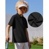 Arshiner Boys Golf Polo Shirt Uniform Short Sleeve Button Collared Tee Casual Performance Active T Shirt Size 4-13 Years(Black)