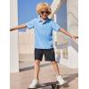 Arshiner Boys Golf Polo Shirt Uniform Short Sleeve Button Collared Tee Casual Performance Active T Shirt Size 4-13 Years(Blue)
