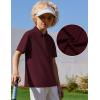 Arshiner Boys Golf Polo Shirt Uniform Short Sleeve Button Collared Tee Casual Performance Active T Shirt Size 4-13 Years(Dark Red)