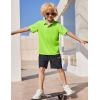 Arshiner Boys Golf Polo Shirt Uniform Short Sleeve Button Collared Tee Casual Performance Active T Shirt Size 4-13 Years(Lime Green)