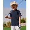 Arshiner Boys Golf Polo Shirt Uniform Short Sleeve Button Collared Tee Casual Performance Active T Shirt Size 4-13 Years(Midnight Blue)