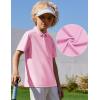 Arshiner Boys Golf Polo Shirt Uniform Short Sleeve Button Collared Tee Casual Performance Active T Shirt Size 4-13 Years(Pink)