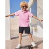 Arshiner Boys Golf Polo Shirt Uniform Short Sleeve Button Collared Tee Casual Performance Active T Shirt Size 4-13 Years(Pink)