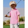 Arshiner Boys Golf Polo Shirt Uniform Short Sleeve Button Collared Tee Casual Performance Active T Shirt Size 4-13 Years(Pink)