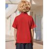 Arshiner Boys Golf Polo Shirt Uniform Short Sleeve Button Collared Tee Casual Performance Active T Shirt Size 4-13 Years(Red)