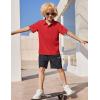 Arshiner Boys Golf Polo Shirt Uniform Short Sleeve Button Collared Tee Casual Performance Active T Shirt Size 4-13 Years(Red)