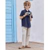 Arshiner Boys Guayabera Shirt Short Sleeve Cotton Linen Button Down Shirt Summer Beach Tops with One Pocket(Heather Indigo)