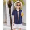 Arshiner Boys Guayabera Shirt Short Sleeve Cotton Linen Button Down Shirt Summer Beach Tops with One Pocket(Heather Indigo)