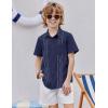Arshiner Boys Guayabera Shirt Short Sleeve Cotton Linen Button Down Shirt Summer Beach Tops with One Pocket(Heather Indigo)