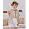 Arshiner Boys Guayabera Shirt Short Sleeve Cotton Linen Button Down Shirt Summer Beach Tops with One Pocket(Light Khaki)
