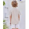 Arshiner Boys Guayabera Shirt Short Sleeve Cotton Linen Button Down Shirt Summer Beach Tops with One Pocket(Light Khaki)