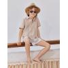 Arshiner Boys Guayabera Shirt Short Sleeve Cotton Linen Button Down Shirt Summer Beach Tops with One Pocket(Light Khaki)