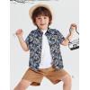 Arshiner Boy’s Hawaiian Shirt Summer Tropical Button Down Shirt Short Sleeve Beach Shirt for Kids 100% Cotton Size 4-14 Years(Black- Floral Print)