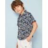 Arshiner Boy’s Hawaiian Shirt Summer Tropical Button Down Shirt Short Sleeve Beach Shirt for Kids 100% Cotton Size 4-14 Years(Black- Floral Print)