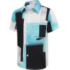 Arshiner Boy’s Hawaiian Shirt Summer Tropical Button Down Shirt Short Sleeve Beach Shirt for Kids 100% Cotton Size 4-14 Years(Blue & White Colorblock)