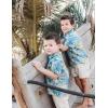 Arshiner Boy’s Hawaiian Shirt Summer Tropical Button Down Shirt Short Sleeve Beach Shirt for Kids 100% Cotton Size 4-14 Years(Blue- Coconut Tree Print)