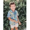Arshiner Boy’s Hawaiian Shirt Summer Tropical Button Down Shirt Short Sleeve Beach Shirt for Kids 100% Cotton Size 4-14 Years(Blue- Coconut Tree Print)