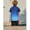 Arshiner Boy’s Hawaiian Shirt Summer Tropical Button Down Shirt Short Sleeve Beach Shirt for Kids 100% Cotton Size 4-14 Years(Blue Gradient)