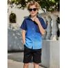 Arshiner Boy’s Hawaiian Shirt Summer Tropical Button Down Shirt Short Sleeve Beach Shirt for Kids 100% Cotton Size 4-14 Years(Blue Gradient)