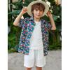 Arshiner Boy’s Hawaiian Shirt Summer Tropical Button Down Shirt Short Sleeve Beach Shirt for Kids 100% Cotton Size 4-14 Years(Navy- Floral Print)