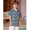 Arshiner Boy’s Hawaiian Shirt Summer Tropical Button Down Shirt Short Sleeve Beach Shirt for Kids 100% Cotton Size 4-14 Years(Navy- Floral Print)