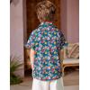 Arshiner Boy’s Hawaiian Shirt Summer Tropical Button Down Shirt Short Sleeve Beach Shirt for Kids 100% Cotton Size 4-14 Years(Navy- Floral Print)