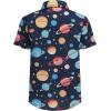 Arshiner Boy’s Hawaiian Shirt Summer Tropical Button Down Shirt Short Sleeve Beach Shirt for Kids 100% Cotton Size 4-14 Years(Navy- Planet Print)