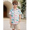 Arshiner Boy’s Hawaiian Shirt Summer Tropical Button Down Shirt Short Sleeve Beach Shirt for Kids 100% Cotton Size 4-14 Years(White- Dinosaur Print)