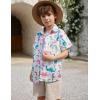 Arshiner Boy’s Hawaiian Shirt Summer Tropical Button Down Shirt Short Sleeve Beach Shirt for Kids 100% Cotton Size 4-14 Years(White- Dinosaur Print)