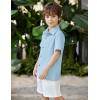 Arshiner Boys Light Blue Shirt Casual Button Down Shirt Summer Beach Tops 9-10 Years