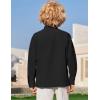 Arshiner Boys Linen Henley Cotton Shirt Button Up Short Sleeve Beach Tee Casual Tops Size 4-12 Years(Black)