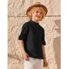 Arshiner Boys Linen Henley Cotton Shirt Button Up Short Sleeve Beach Tee Casual Tops Size 4-12 Years(Black)
