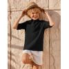 Arshiner Boys Linen Henley Cotton Shirt Button Up Short Sleeve Beach Tee Casual Tops Size 4-12 Years(Black)