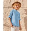 Arshiner Boys Linen Henley Cotton Shirt Button Up Short Sleeve Beach Tee Casual Tops Size 4-12 Years(Blue)