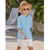 Arshiner Boys Linen Henley Cotton Shirt Button Up Short Sleeve Beach Tee Casual Tops Size 4-12 Years(Blue)