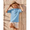 Arshiner Boys Linen Henley Cotton Shirt Button Up Short Sleeve Beach Tee Casual Tops Size 4-12 Years(Blue)