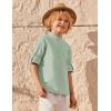 Arshiner Boys Linen Henley Cotton Shirt Button Up Short Sleeve Beach Tee Casual Tops Size 4-12 Years(Green)