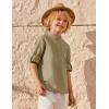 Arshiner Boys Linen Henley Cotton Shirt Button Up Short Sleeve Beach Tee Casual Tops Size 4-12 Years(Khaki)