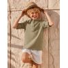 Arshiner Boys Linen Henley Cotton Shirt Button Up Short Sleeve Beach Tee Casual Tops Size 4-12 Years(Khaki)