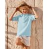 Arshiner Boys Linen Henley Cotton Shirt Button Up Short Sleeve Beach Tee Casual Tops Size 4-12 Years(Light Blue)